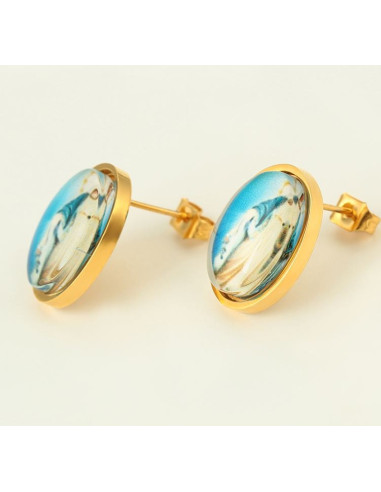 Set of pendants and earrings Miraculous Virgin - 24 k gold plated