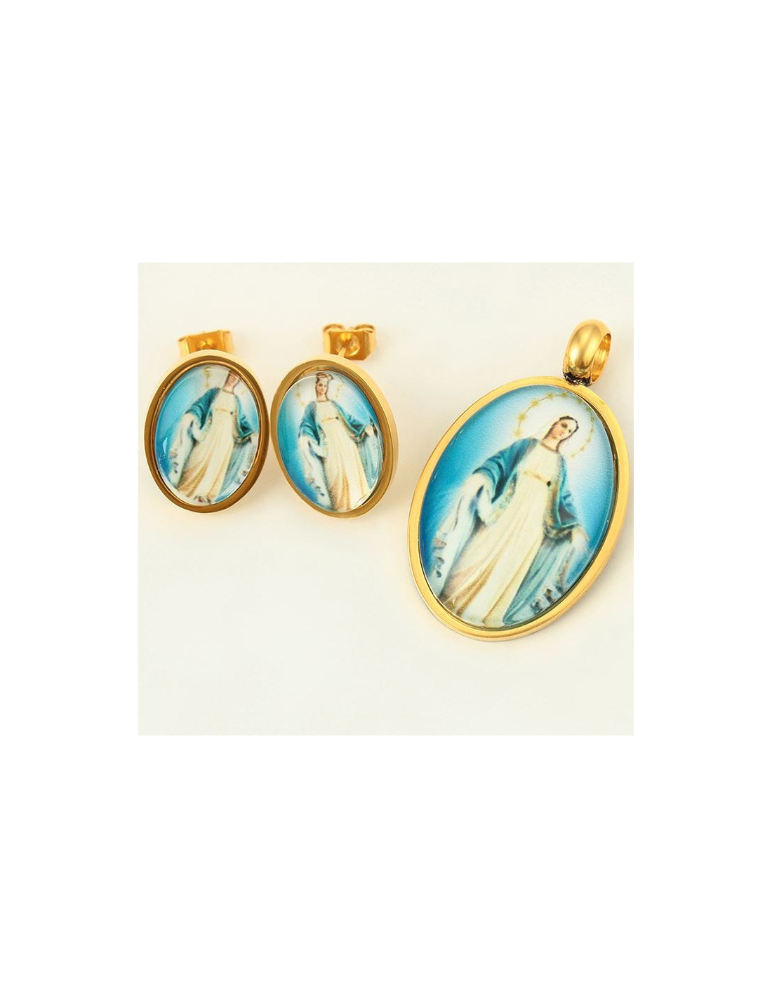 Parure Bijoux Femme Cœur - Collier Et Boucles D'Oreilles En Acier Inoxydable Plaqué Or 18K Avec Zircone, Hypoallergénique, Cadeau Élégant