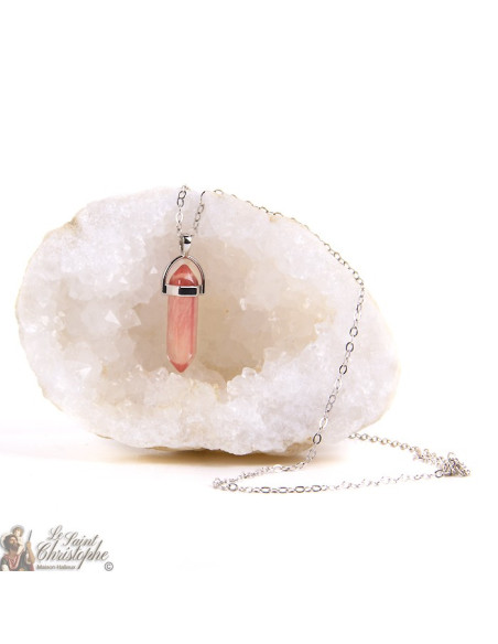 Ciondolo - Collana in pietra tormalina rosa