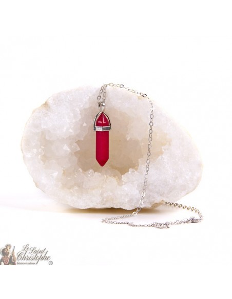 Pendant - red Agate stone necklace