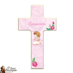 Croix en bois pour communion fille