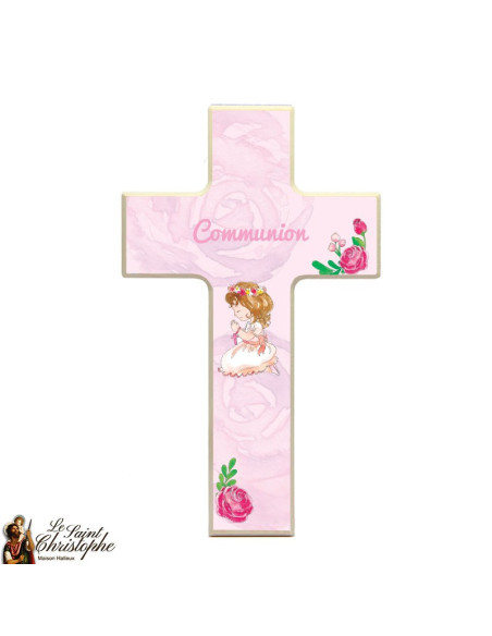 Croix en bois pour communion fille