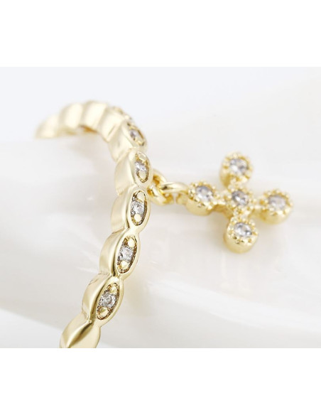 Ring tien kruiskristallen - 18 K verguld