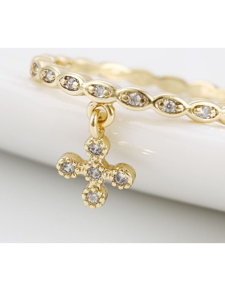 Ring tien kruiskristallen - 18 K verguld