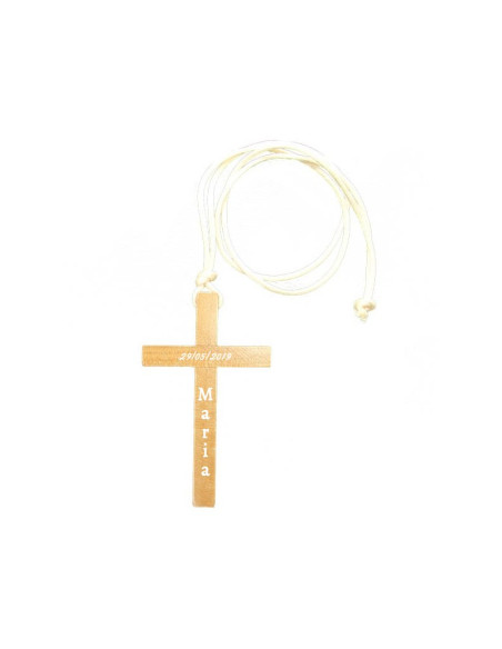 Collier croix communion en bois