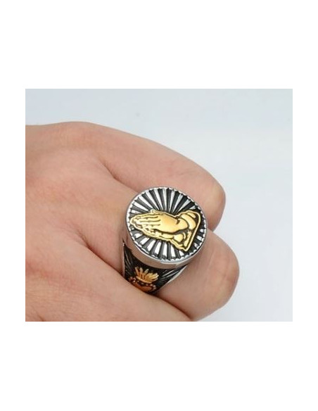 Bague mains priantes - Acier inoxydable