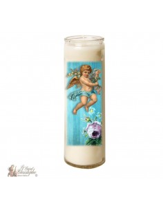 Vela en vidrio Vintage Angel - Querubín Azul