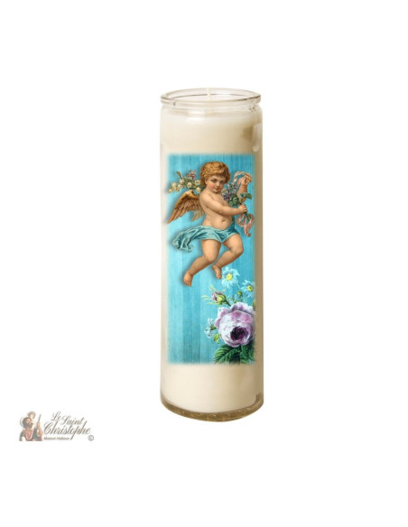 Vela en vidrio Vintage Angel - Querubín Azul