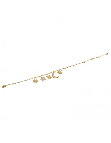 Bracciale Crescent moon stelle zirconi d'oro zirconi