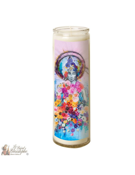 Vela en flores de vidrio zen