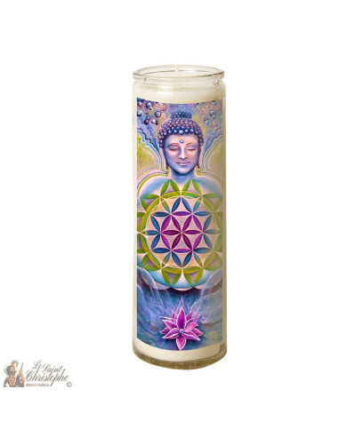 Zen Buddha glass candle - flower of life