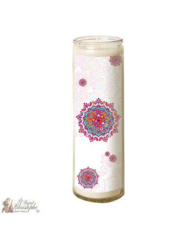 Kaars in mandalaglas - Roze