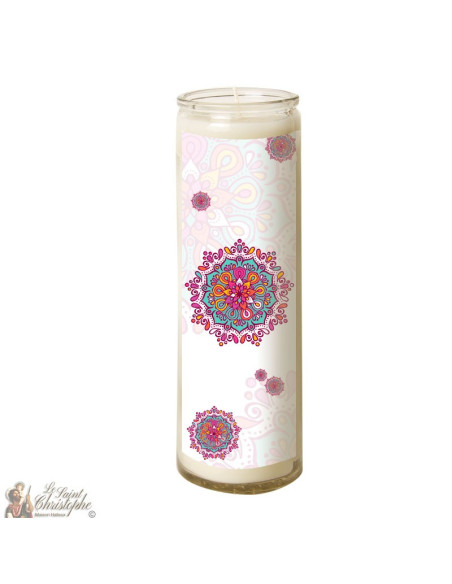 Candela in vetro mandala - Rosa