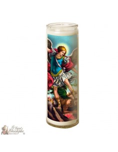 Bougie blanche en verre Saint Michel Archange