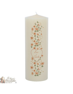 Candela di nozze personalizzabile - Fiori Cuore