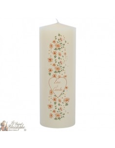 Vela de boda personalizable - Corazón de Flores