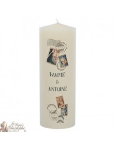 Bougie de mariage personnalisable  - Timbres vintage