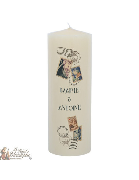 Individuell gestaltbare Hochzeitskerze - Vintage-Stempel