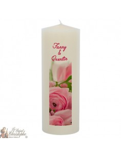 Bougie de mariage personnalisable  - Bouquet de roses