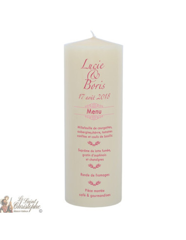 Candela di nozze personalizzabile - Menu