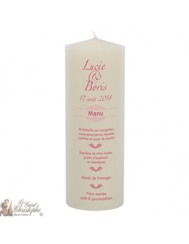Customizable wedding candle - Menu