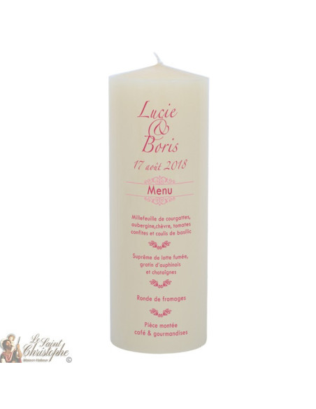 Candela di nozze personalizzabile - Menu