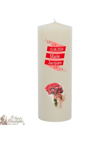Vela de boda personalizable - Flores rojas