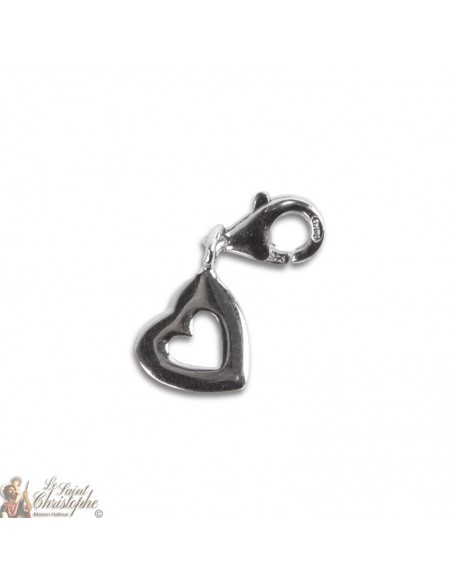 Pendentif coeur Charme - Véritable Argent 925