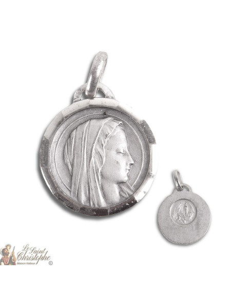 Medaille der Jungfrau Maria Gesicht - Silber 925 Antik