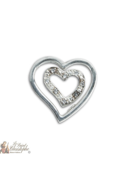 Pendentif coeurs double - Véritable Argent 925
