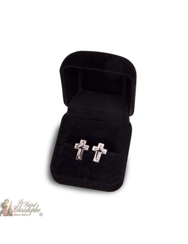 Pendientes de cruz con incrustaciones de cristales - Plata 925