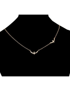 Double cross necklace - 18 K gold plated