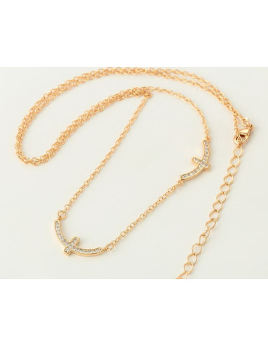 Dubbele kruisketting - 18 K goud verguld