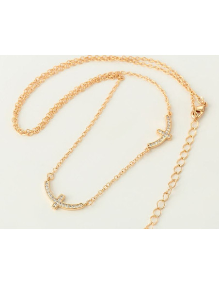 Dubbele kruisketting - 18 K goud verguld