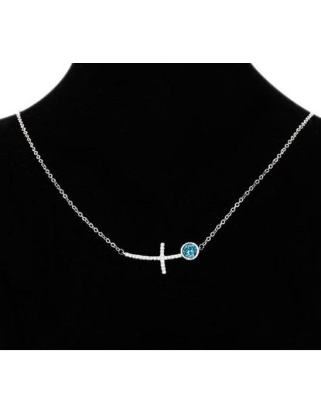 Cross necklace with silver Swarovski crystals
