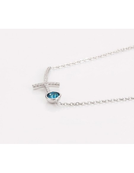 Collana a croce con cristalli Swarovski argento