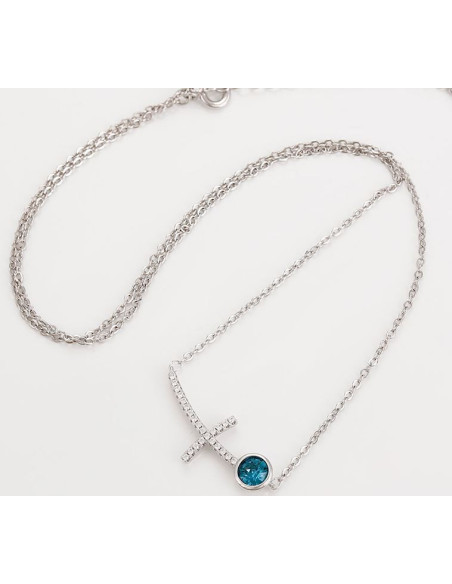 Collana a croce con cristalli Swarovski argento