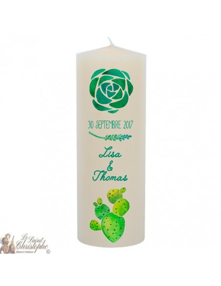 Bougie de mariage personnalisable  - Cactus