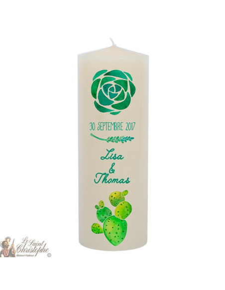 Candela di nozze personalizzabile - I cactus