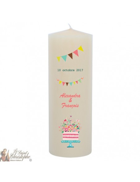 Customizable wedding candle - Pennants