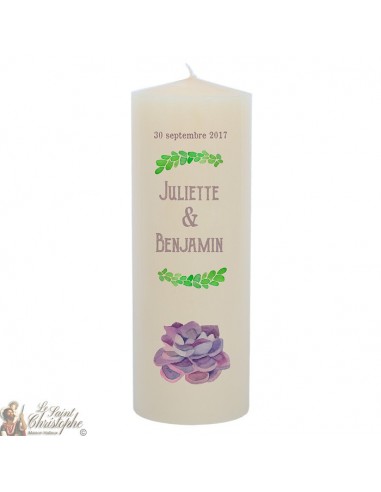 Vela de boda personalizable - Flor púrpura