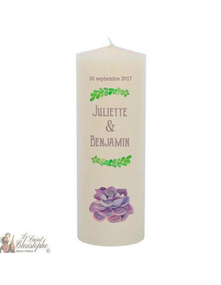 Individuell gestaltbare Hochzeitskerze - Violette Blume