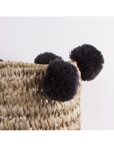 Paniers Pompons gris taupe lot 3 pièces