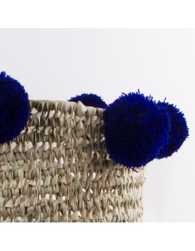 Manden Pompons hemelsblauw lot 3 stuks