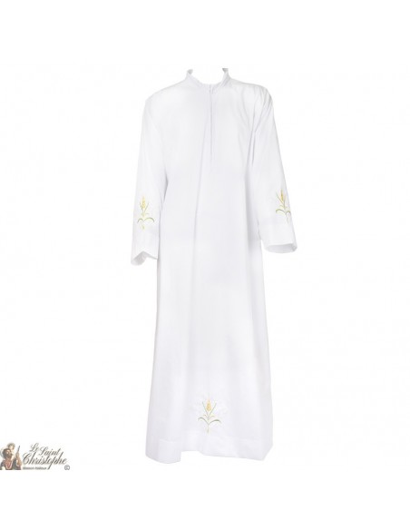 White alb embroidered with coloured wheat ear embroidery - cotton
