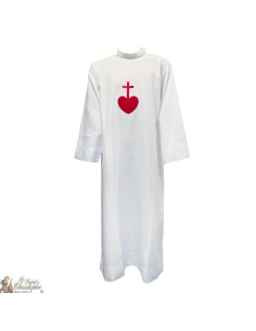 Dawn White priest embroidered red heart embroidered colored red heart - cotton