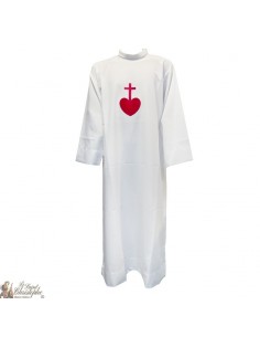 Priester Dawn wit - geborduurd rood hart gekleurd - katoen