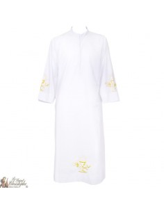 White alb embroidered chalice - cotton