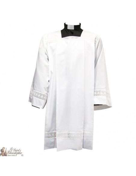 Surplis brodé blanc pour prête ou acolyte - coton