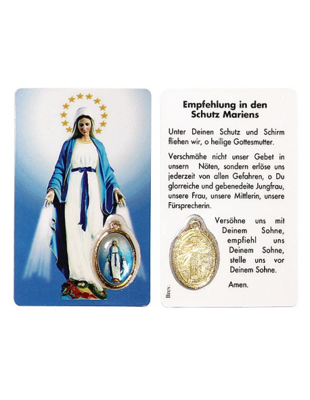 Carte médaille de la Vierge Miraculeuse prière
